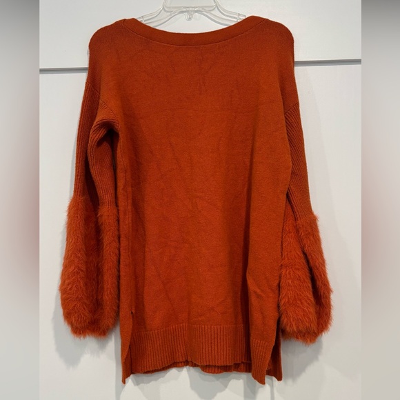 Cozy Orange Sweater with Fuzzy Sleeves - Picture 1 of 4